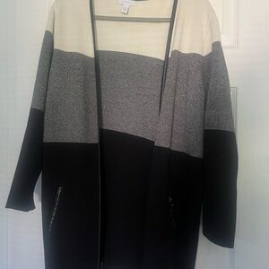 Charter Club Women's Color Block Open Front Cardigan with leather trim